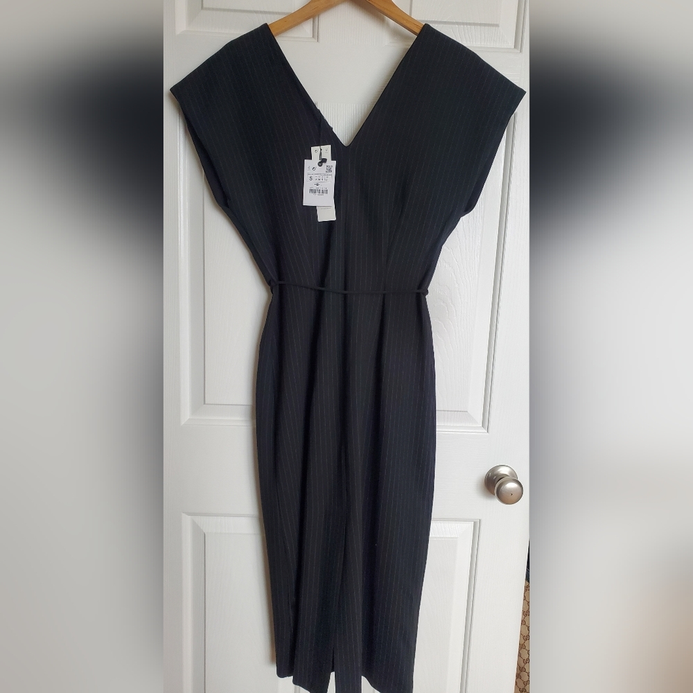 ZARA NWT black pinstripe dress size S